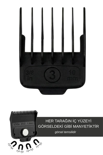 Hector Orijinal Tıraş Makinesi Yedek Mıknatıslı Manyetik Tarak Seti 6'lı - Resim 6