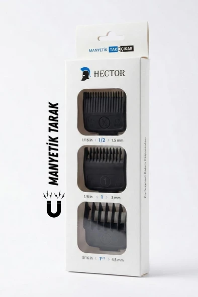 Hector Orijinal Tıraş Makinesi Yedek Mıknatıslı Manyetik Tarak Seti 3'lü ürün görseli 1