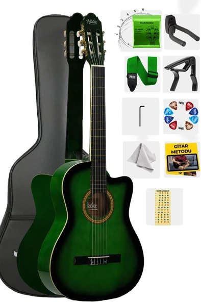 Midex MGX-100GR Üst Seviye Klasik Gitar 4/4 Sap Ayarlı (Çanta Askı Capo Metod Pena) ürün görseli 1