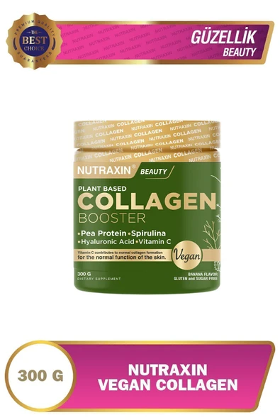 Nutraxin Vegan Kolajen Booster 300 Gr - Pea Protein, Spirulina, Vitamin C, Hyaluronik Asit Glutensiz ürün görseli 1