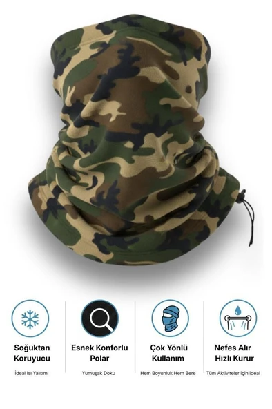 Single Sword Unisex Kışlık Polar Boyunluk & Bere | Çok Amaçlı Soğuk Hava Koruması 1 Adet - Resim 3