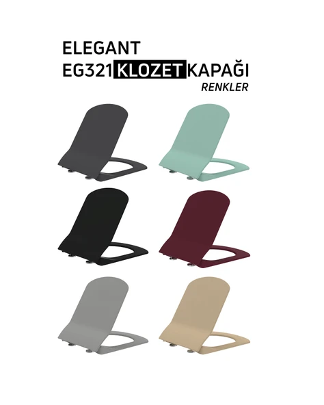 Elegant Duroplast Yavaş Kapanan Klozet Kapağı Mat Antrasit - Resim 2
