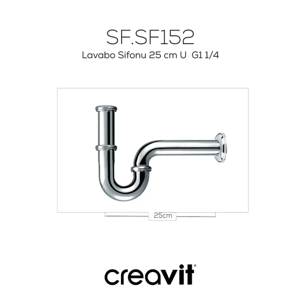 Lavabo Sifonu 25 cm U  G1 1/4 - Resim 2
