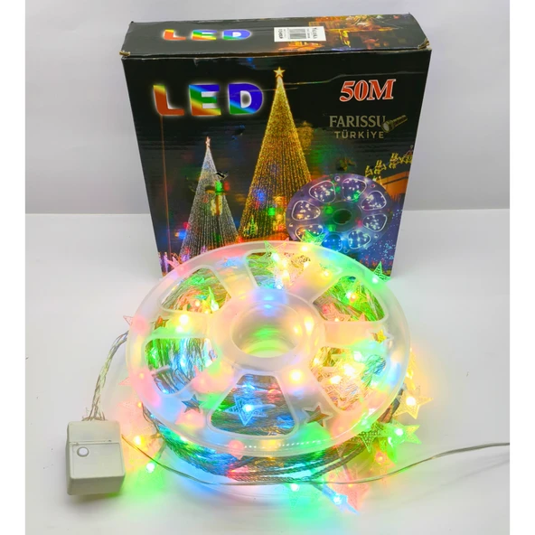 50 Metre RGB Yıldızlı LED Işık – 8 Modlu 250 Yıldız, Yılbaşı ve Etkinlik Aydınlatması ürün görseli 1