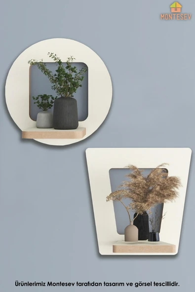 Ahşap Dekoratif Duvar Rafı 2 li Set ( MTS-186 ) ürün görseli 1