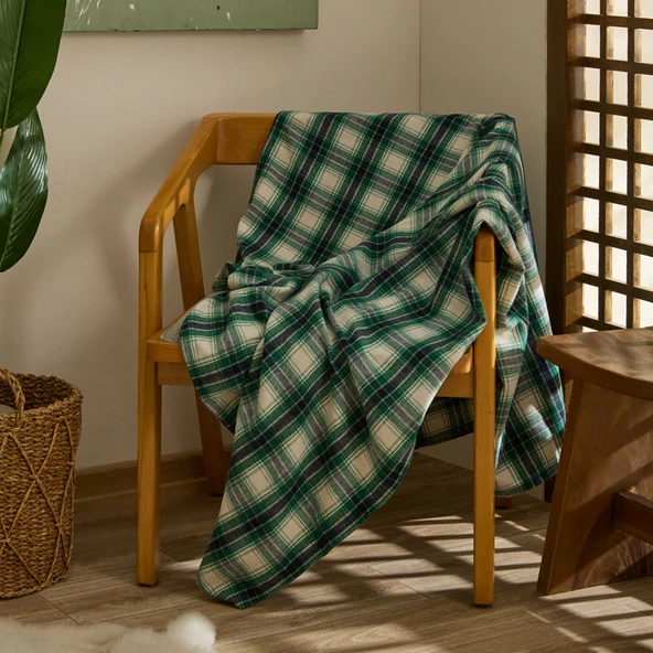 Karaca Home Flanel Throw Tv Battaniyesi Koyu Bej/Yeşil ürün görseli 1