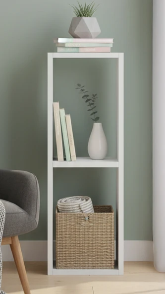 Elmas Dekoratif İkili Çok Amaçlı Yatay Raf, Kitaplık ürün görseli 1