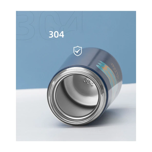 Çelik Matara Silikon Pipetli Ayıcıklı Suluk- Mavi - Resim 2