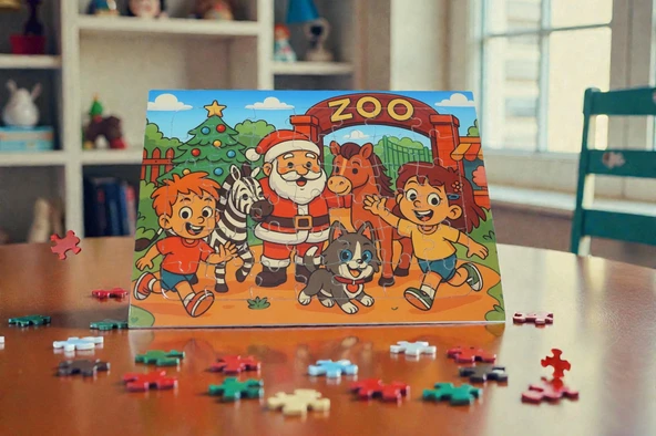 Hayellerden Doğan Puzzle Serisi Piroş Aliş ve Mırmır Hayvanat Bahçesinde 42 Parça A4 Puzzle - Resim 4