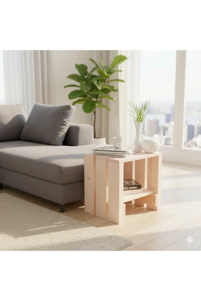 DEKORELA MASİF AHŞAP MİNİ SEHPA - Resim 2