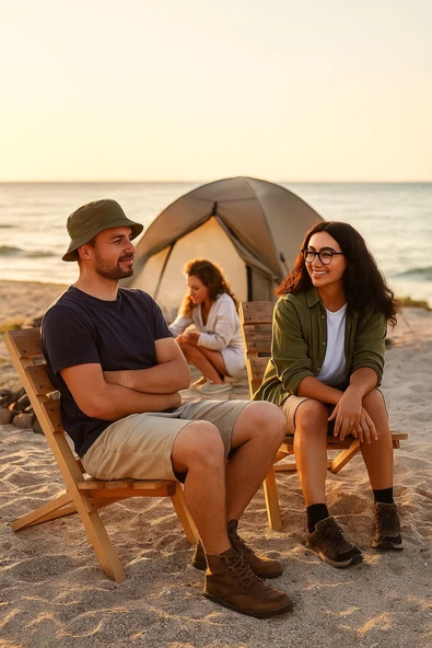 DEKORELA Ahşap Taşınabilir İç İçe Geçmeli Kamp Sandalyesi - Resim 2