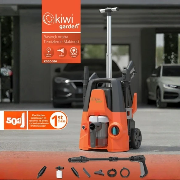 KGCC-590 Yüksek Basınçlı Araba Yıkama Makinesi (130 Bar) ve Elektrik Süpürgesi – 2’si 1 Arada - Resim 2