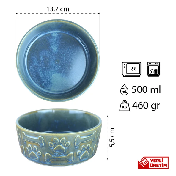 GreatHome 2’Li Porselen Kedi Köpek Mama Kabı ve Su Kabı Evcil Hayvanlar İçin - Resim 3