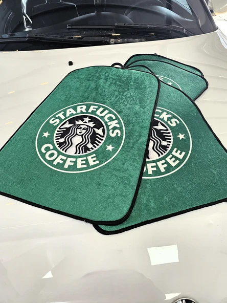 Starfucks Desenli Oto Paspas Leke Tutmaz Dekoratif Araç Paspası ürün görseli 1