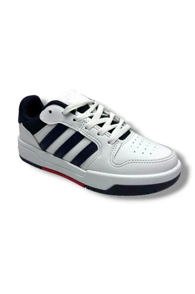 Cakgo HQ8711-26 Cilt Deri Anatomik Kadın Sneaker Beyaz Lacivert Kırmızı ürün görseli 1