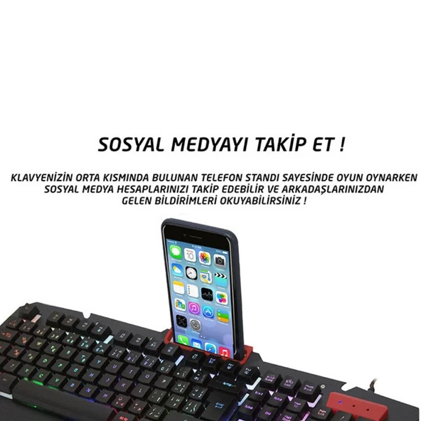 KB-R800 Metafor RGB Q Metal Yüzey Oyuncu Klavye - Resim 4