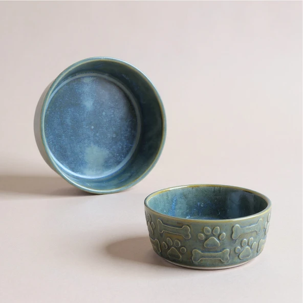 GreatHome 2’Li Porselen Kedi Köpek Mama Kabı ve Su Kabı Evcil Hayvanlar İçin - Resim 4