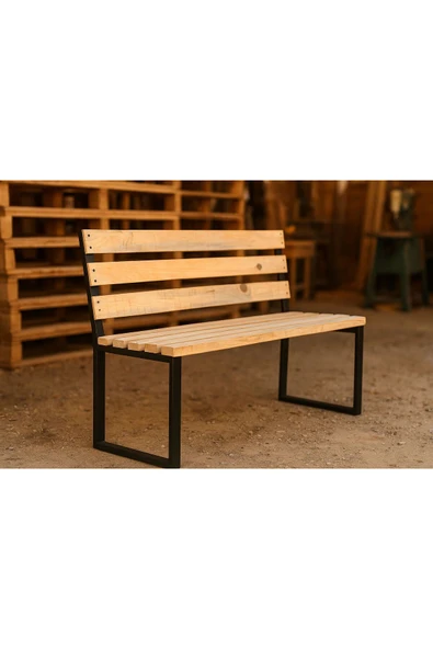 DEKORELA METAL AYAKLI AHŞAP BANK - Resim 3