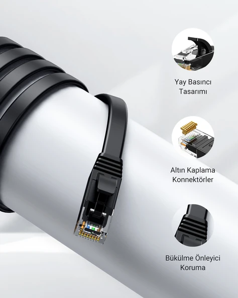 UGREEN CAT6 Flat Ethernet Kablosu, 10 Metre, 50178 - Resim 5