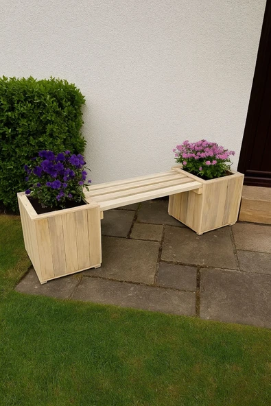 DEKORELA Ahşap Saksı Bank - Resim 3