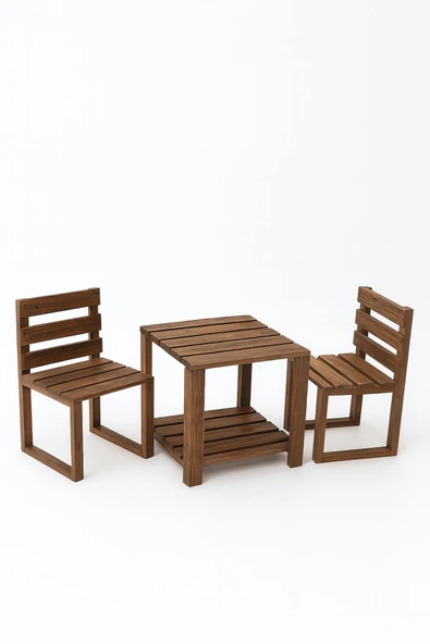 DEKORELA AHŞAP BAHÇE/BALKON BİSTRO OTURMA TAKIMI - Resim 3