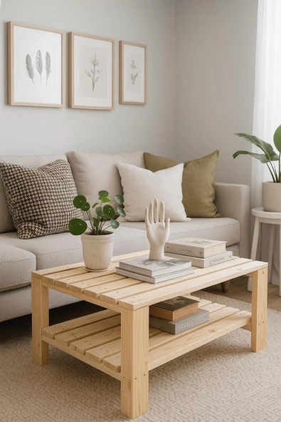 DEKORELA MASİF AHŞAP ORTA SEHPA - Resim 3