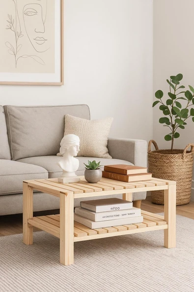 DEKORELA MASİF AHŞAP ORTA SEHPA - Resim 2