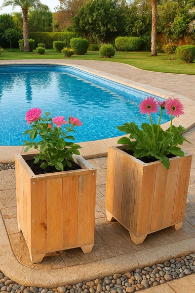 DEKORELA Ahşap Saksı - Resim 2