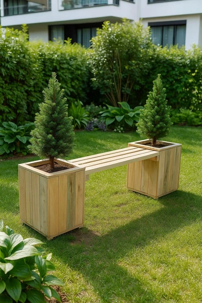 DEKORELA Ahşap Saksı Bank - Resim 2