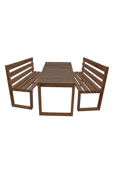 DEKORELA AHŞAP BANK VE MASA TAKIMI - Resim 2