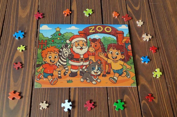 Hayellerden Doğan Puzzle Serisi Piroş Aliş ve Mırmır Hayvanat Bahçesinde 42 Parça A4 Puzzle ürün görseli 1
