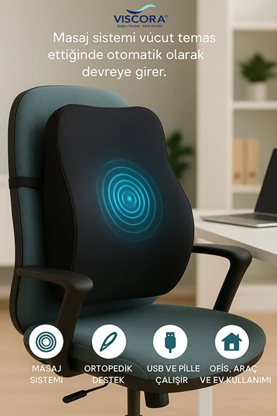 VISCORA Masaj Sistemli Ortopedik Sırt Minderi – Omurga Dostu Ergonomik Bel Desteği - Resim 7