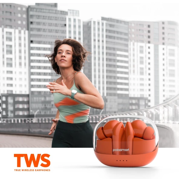 Polosmart FS100 Dokunmatik Kablosuz Bluetooth 5.3 TWS Kulak İçi Kulaklık Kırmızı - Resim 3