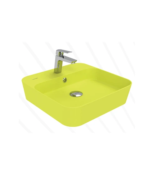 Loop Kare Masa Üstü İnce Çanak Lavabo 45 cm Extra Neon ürün görseli 1