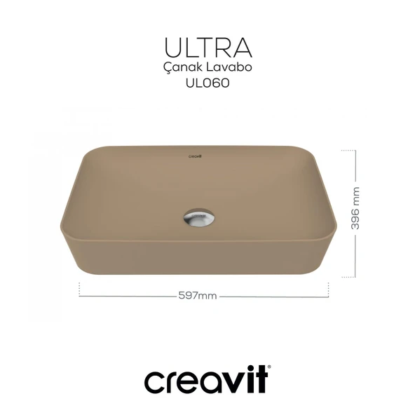 Ultra Dikdörtgen Çanak Lavabo 60 cm Mat Cappucino - Resim 4