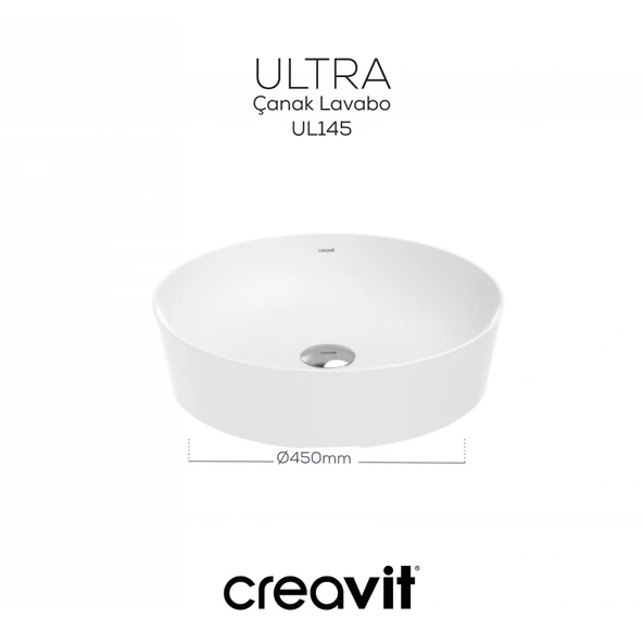 Ultra Yuvarlak Çanak Lavabo 45cm Beyaz - Resim 4