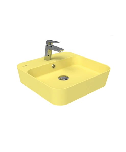 Loop Kare Masa Üstü İnce Çanak Lavabo 45 cm Extra Limon Çiçeği ürün görseli 1