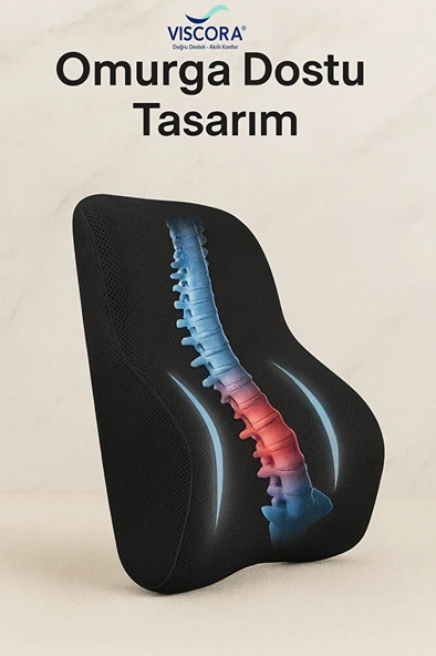 VISCORA Masaj Sistemli Ortopedik Sırt Minderi – Omurga Dostu Ergonomik Bel Desteği - Resim 3