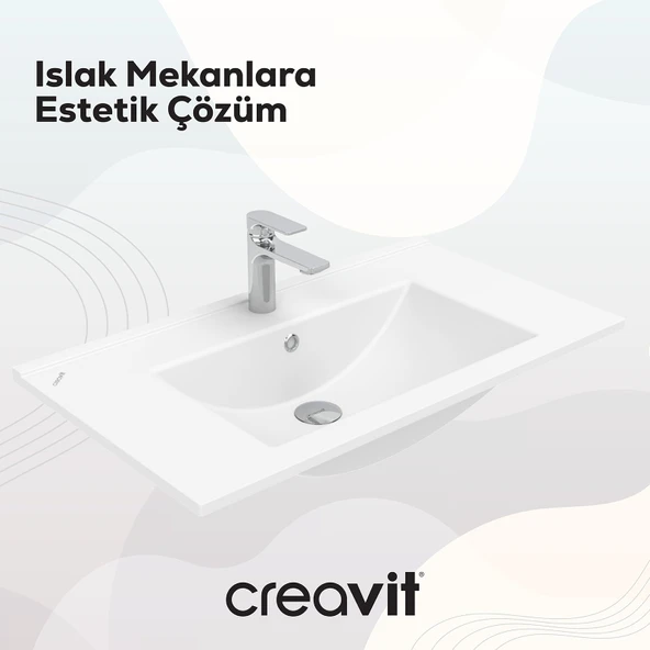Su Etajerli Lavabo 80 cm Beyaz - Resim 5