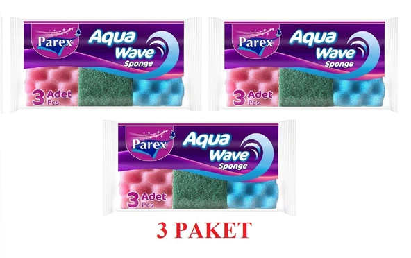 Parex Aquawave Bulaşık Süngeri 3'lü x 3 Paket ürün görseli 1