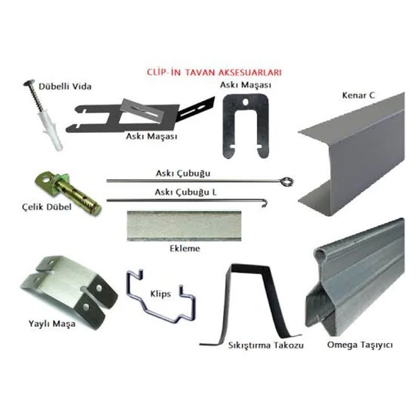 30x30 CLİP-İN METAL ASMA TAVAN TAM TAKIM ALÜMİNYUM SİSTEMİ 2 M2 - Resim 3