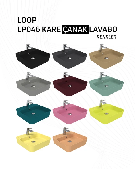 Loop Kare Masa Üstü İnce Çanak Lavabo 45 cm Extra Neon - Resim 3