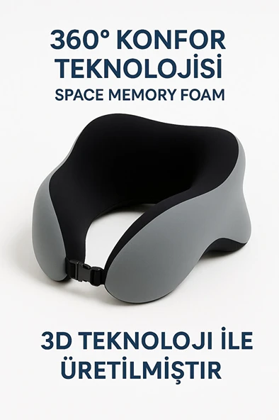 VISCORA Space Memory Foam Ortopedik Boyun Yastığı – Seyahat ve Ofis Kullanımı ürün görseli 1