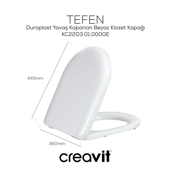 Tefen Duroplast Yavaş Kapanan Klozet Kapağı Beyaz - Resim 2