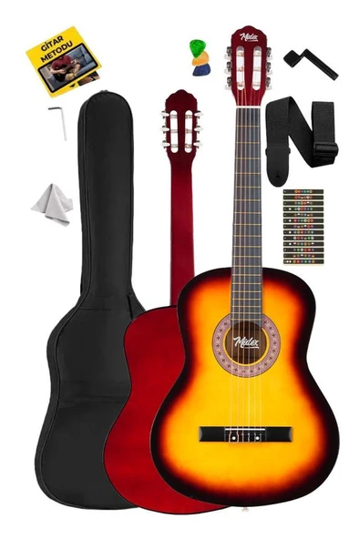 Midex CG-270SB Sunburst Renk Klasik Gitar 4/4 Yetişkin Boy Sap Ayarlı Full Set ürün görseli 1