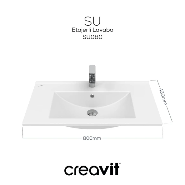 Su Etajerli Lavabo 80 cm Beyaz - Resim 4