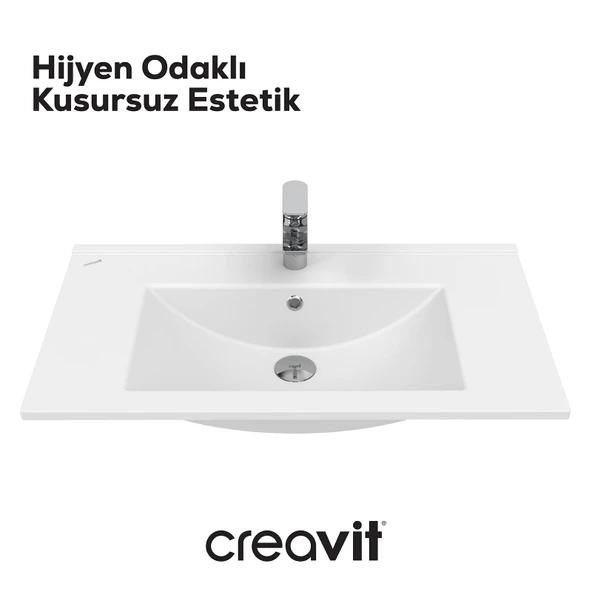 Su Etajerli Lavabo 80 cm Beyaz - Resim 2