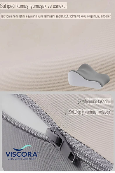 VISCORA Bacak Arası Yastık – Ortopedik Yan Yatış, Kalça ve Diz Destek Minderi 23x50x40 - Resim 7