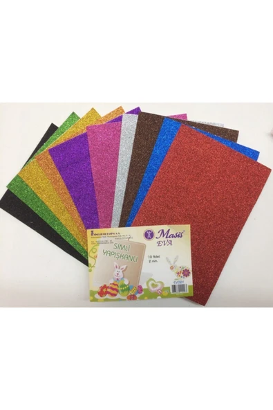 Masis A4 Yapışkanlı Simli Eva 10 Renk 2mm Simli Eva Süngeri ürün görseli 1