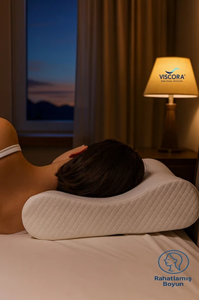VISCORA Ortopedik Visco Boyun ve Omurga Destek Yastığı – Yan ve Sırt Üstü Uyku İçin Ergonomik - Resim 6